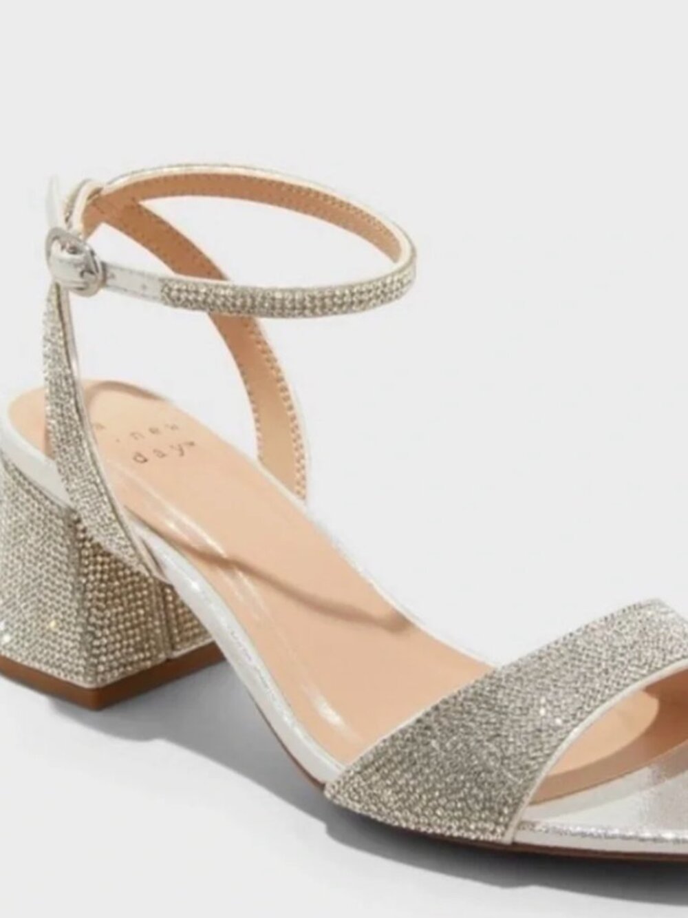 a new day Silver Rhinestone Block Heel Sandals